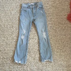 Zara ripped flare jeans, light blue wash, szie 10 years old, 55.1 inches